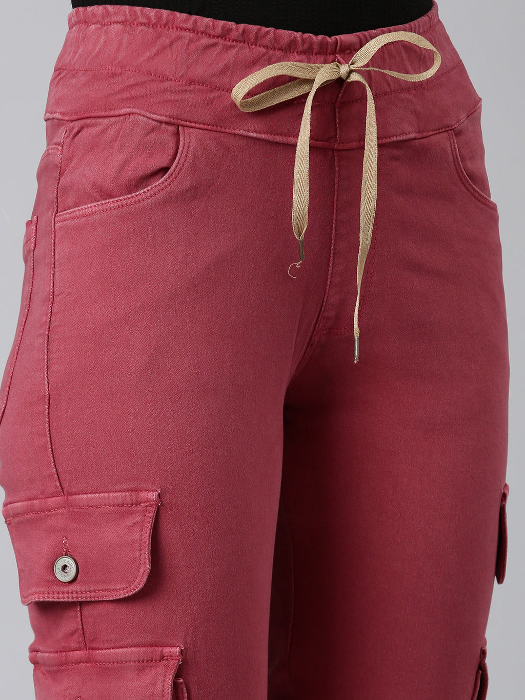 Women's Mauve Regular Fit Cotton Denim Jogger