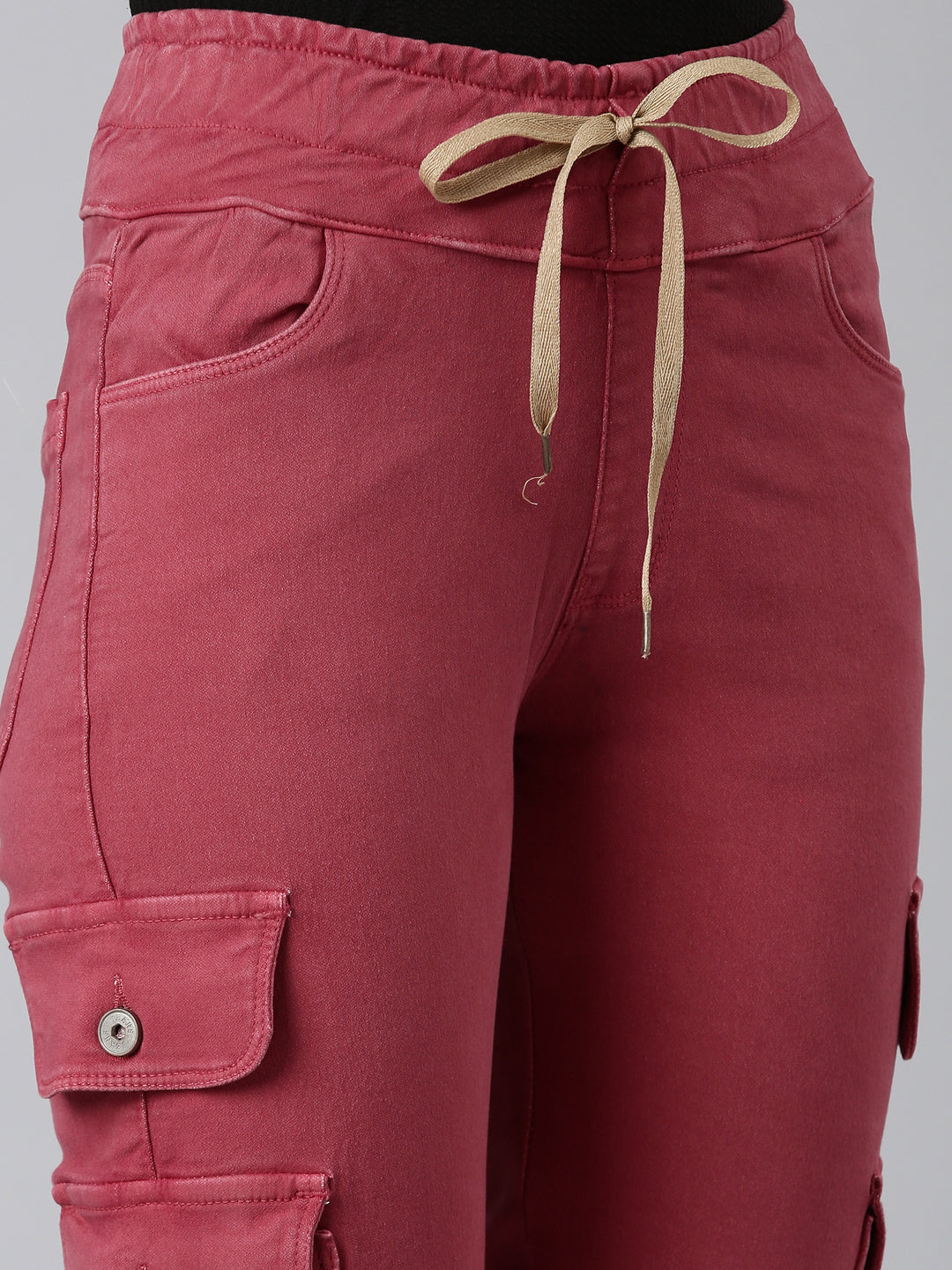 Women's Mauve Regular Fit Cotton Denim Jogger