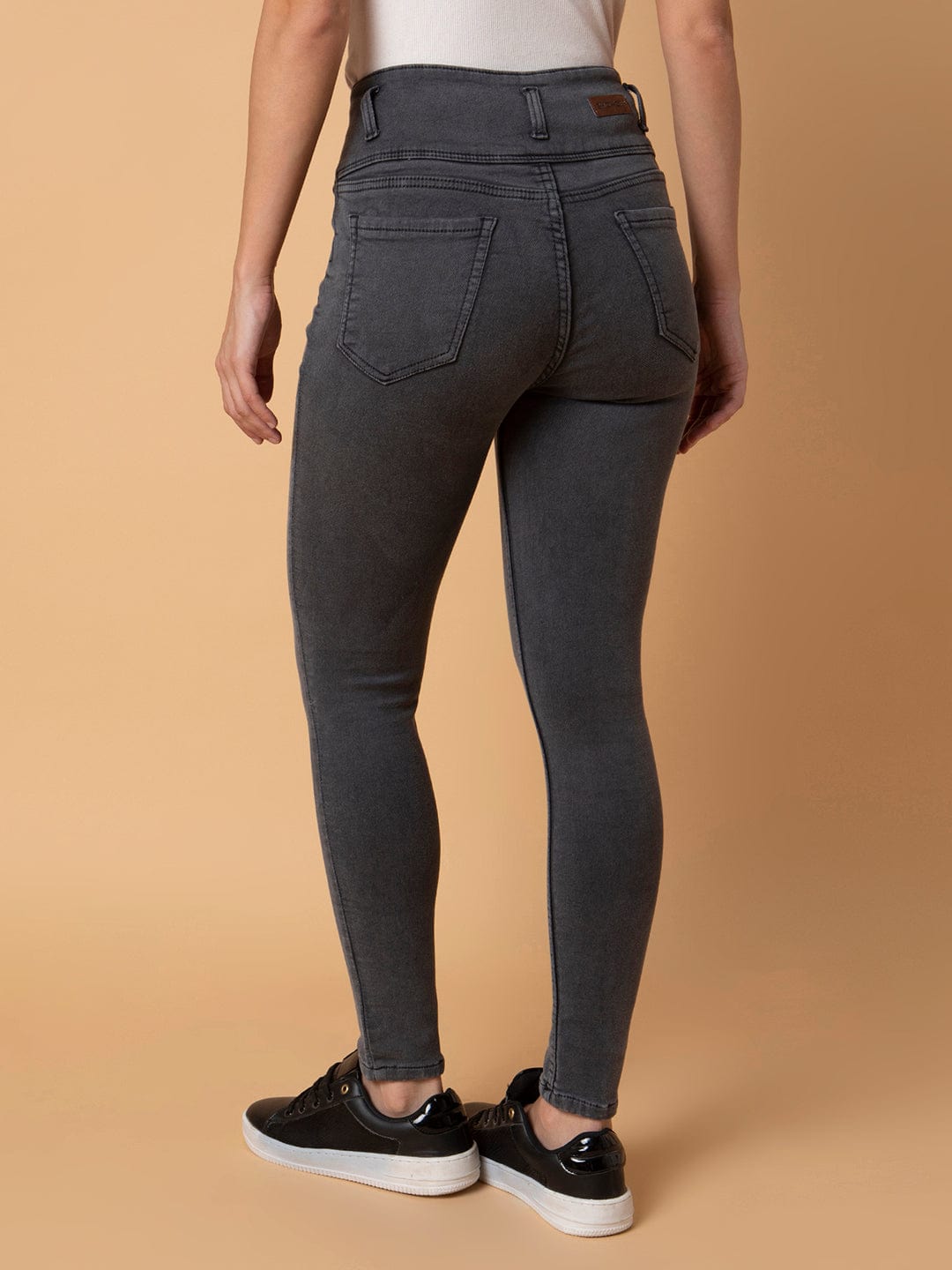 Women's Grey Straight Fit Mid-Rise Stretchable Jeans