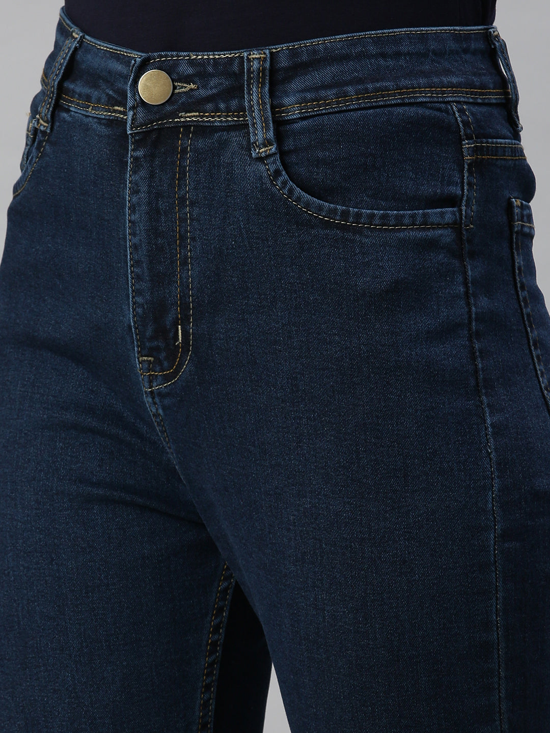 Women's Blue High-Rise Stretchable Mom Fit Clean Look Jeans