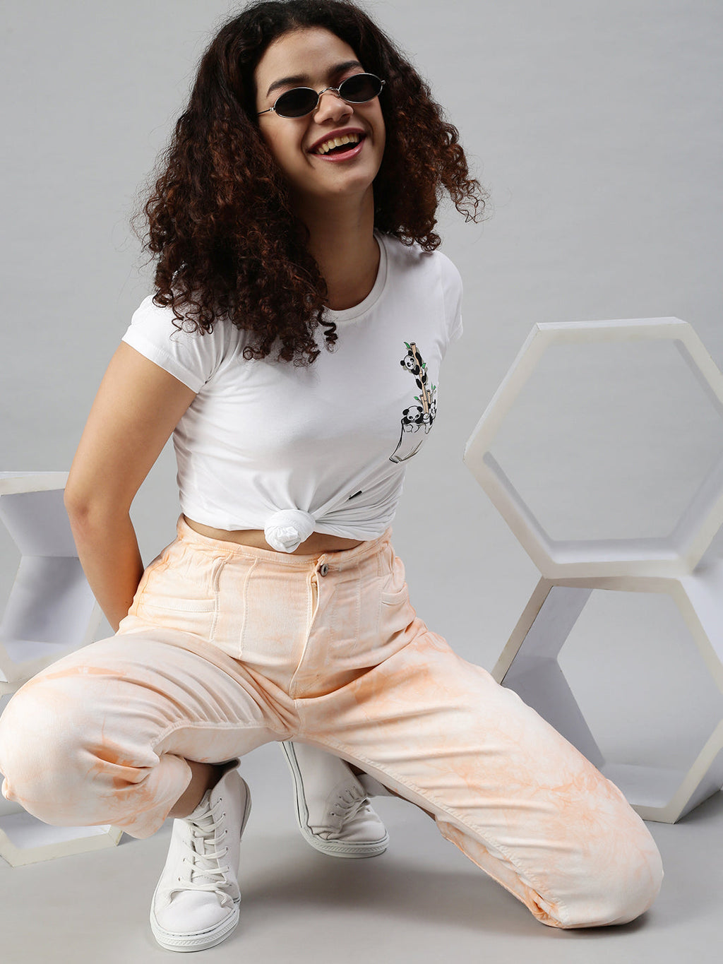 Women's Orange Mom Fit High-Rise Clean Look Stretchable Jeans