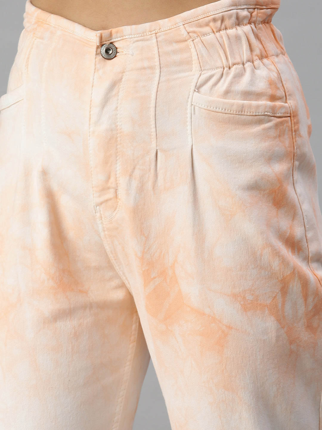 Women's Orange Mom Fit High-Rise Clean Look Stretchable Jeans