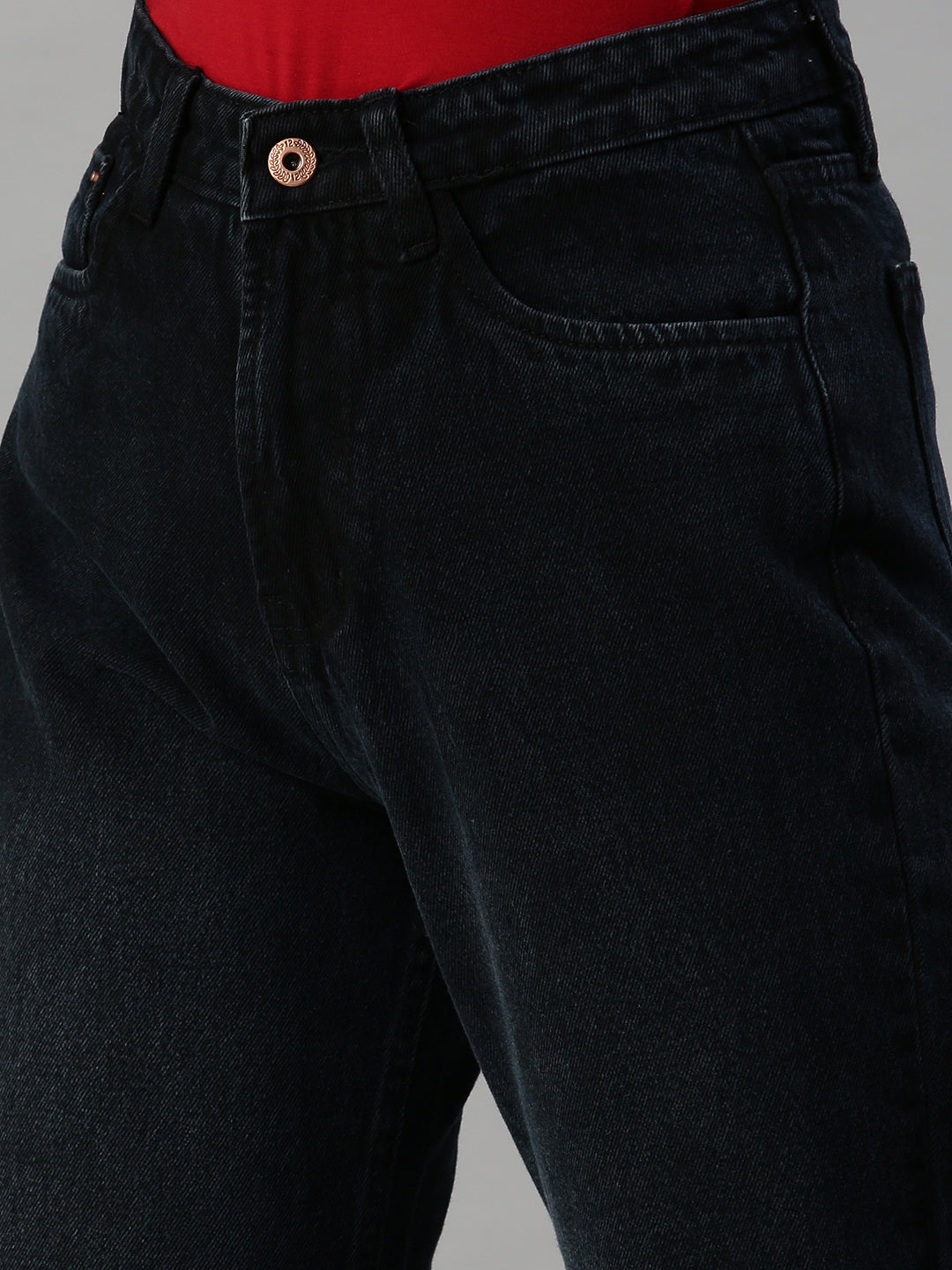 Women's Black Wide Leg Clean Look High-Rise Jeans