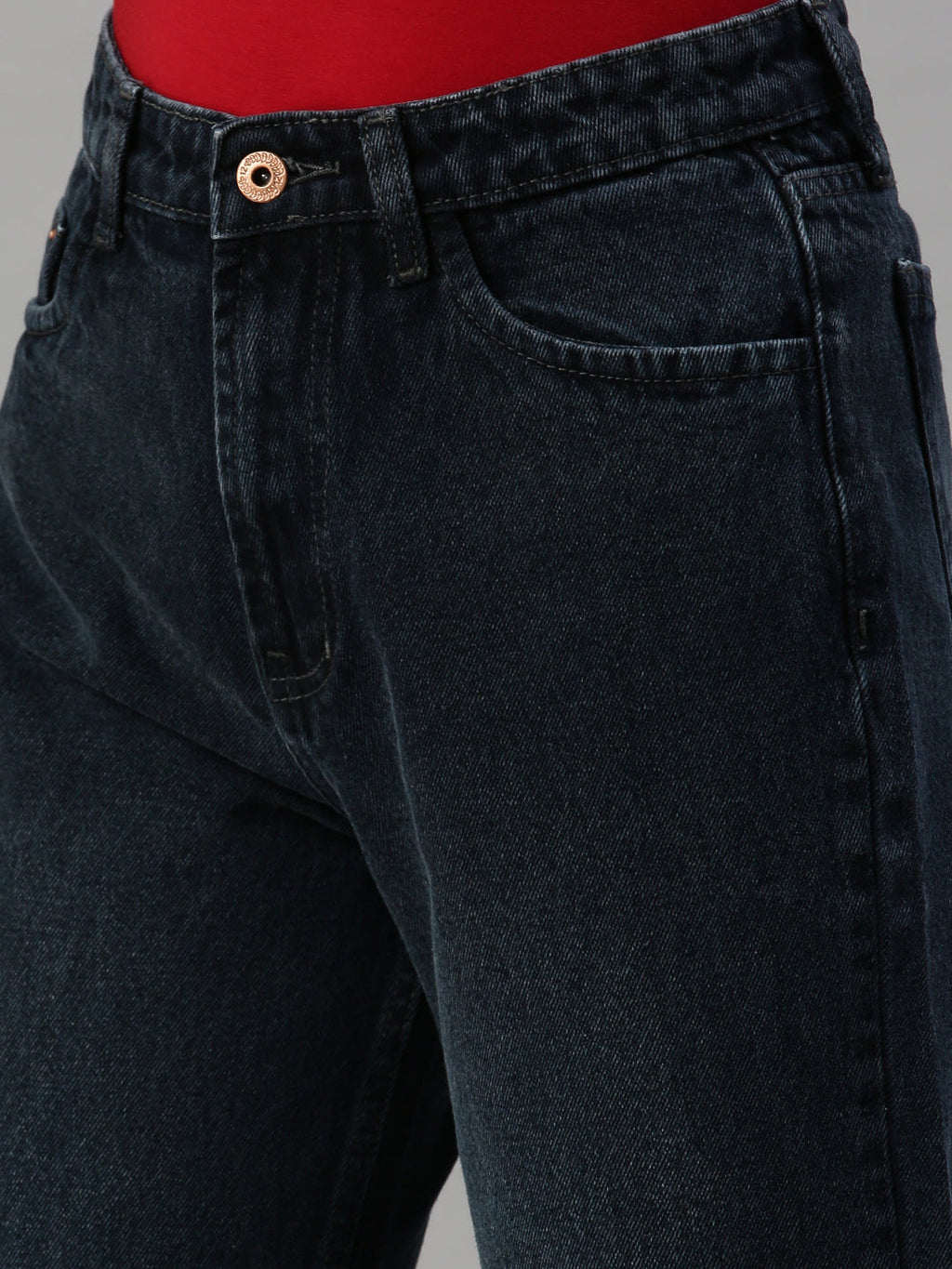 Women's Grey Wide Leg High-Rise Light Fade Clean Look Cotton Jeans