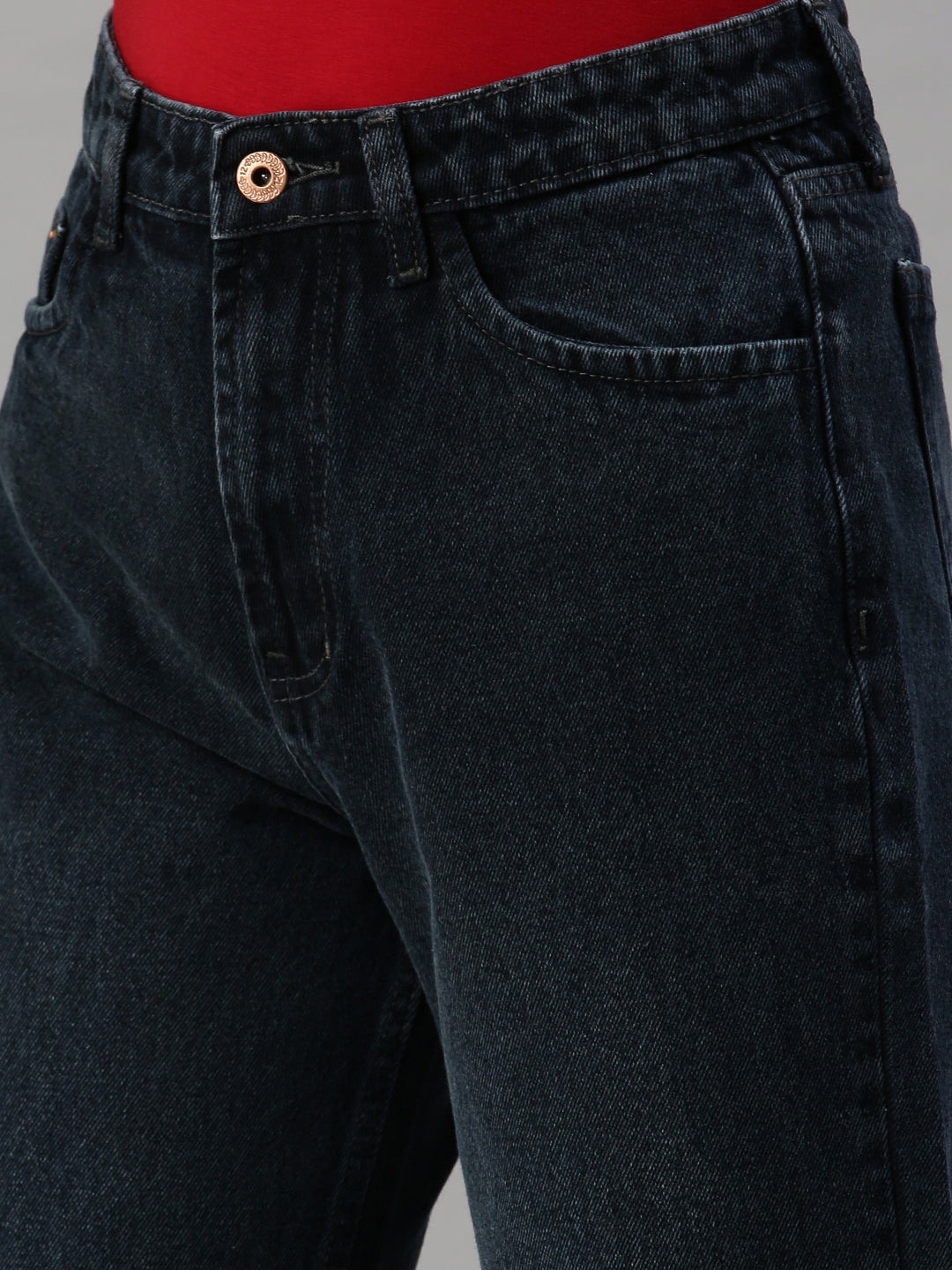 Women's Grey Wide Leg High-Rise Light Fade Clean Look Cotton Jeans