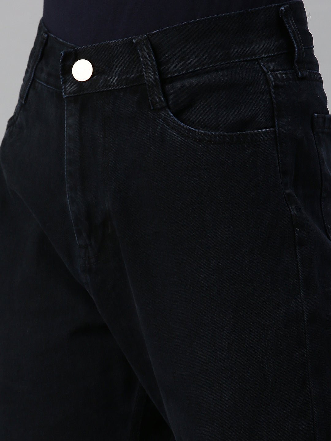 Women's Blue Cotton Boyfriend Fit High-Rise Clean Look Jeans