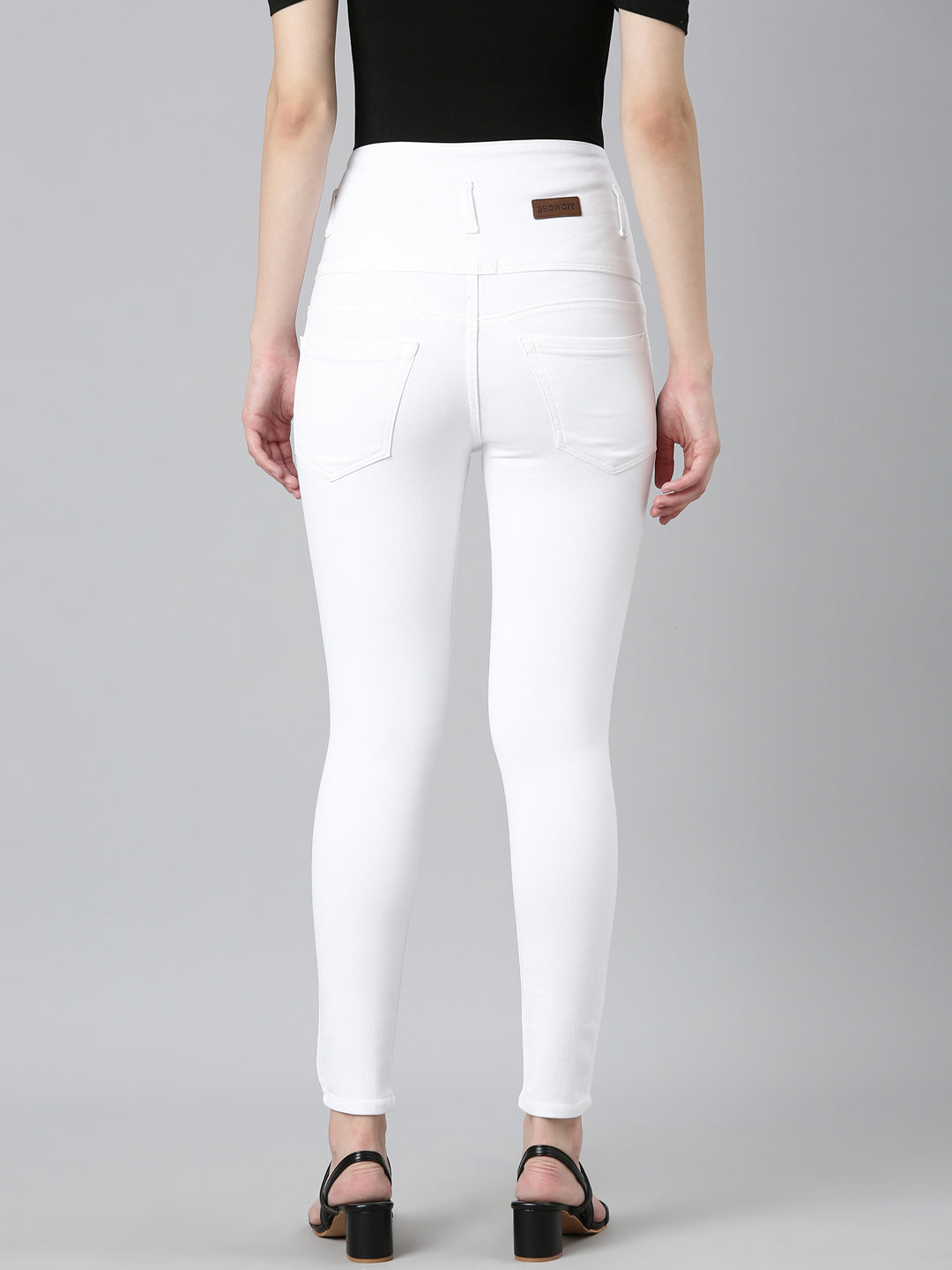 Women's White Jean Slim Fit Acid Wash Denim Jeans
