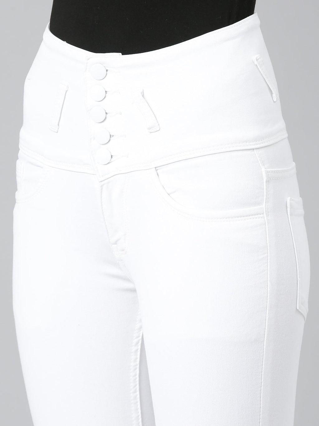 Women's White Jean Slim Fit Acid Wash Denim Jeans