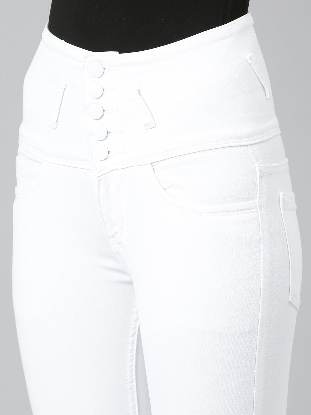 Women's White Jean Slim Fit Acid Wash Denim Jeans