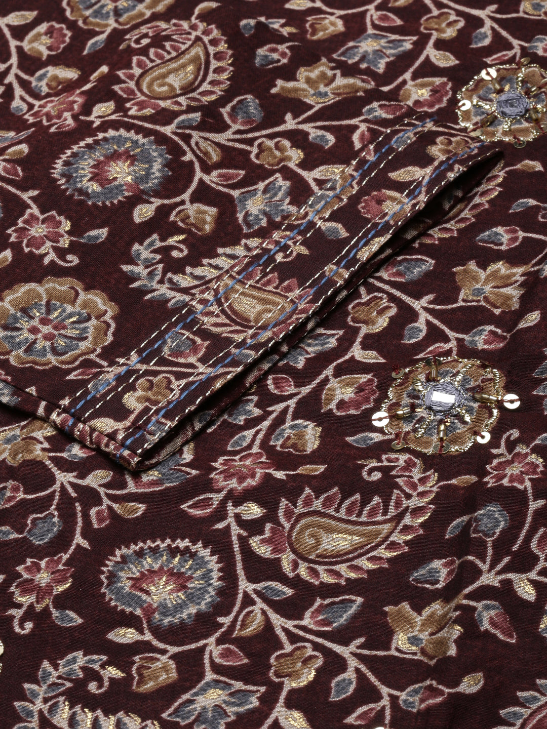 Women's Straight Brown Floral Kurta