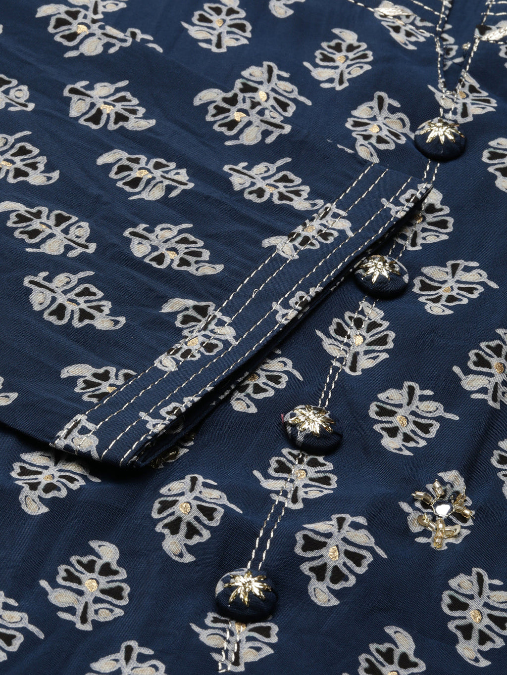 Women's Teal Ethnic Motifs Printed Straight Kurta