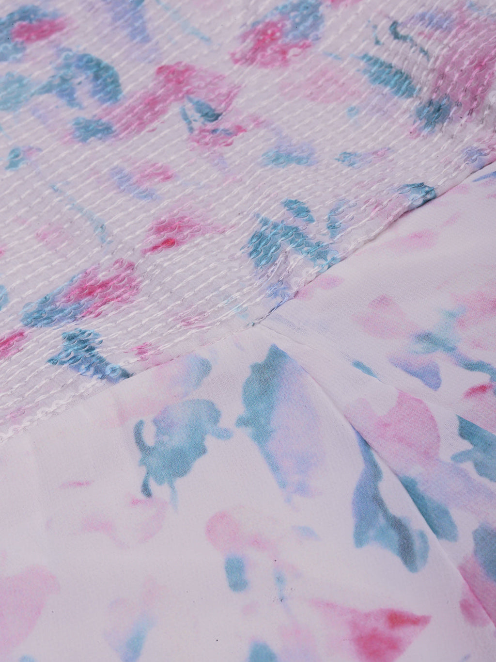 Women's White Floral Chiffon Fit & Flare Dress