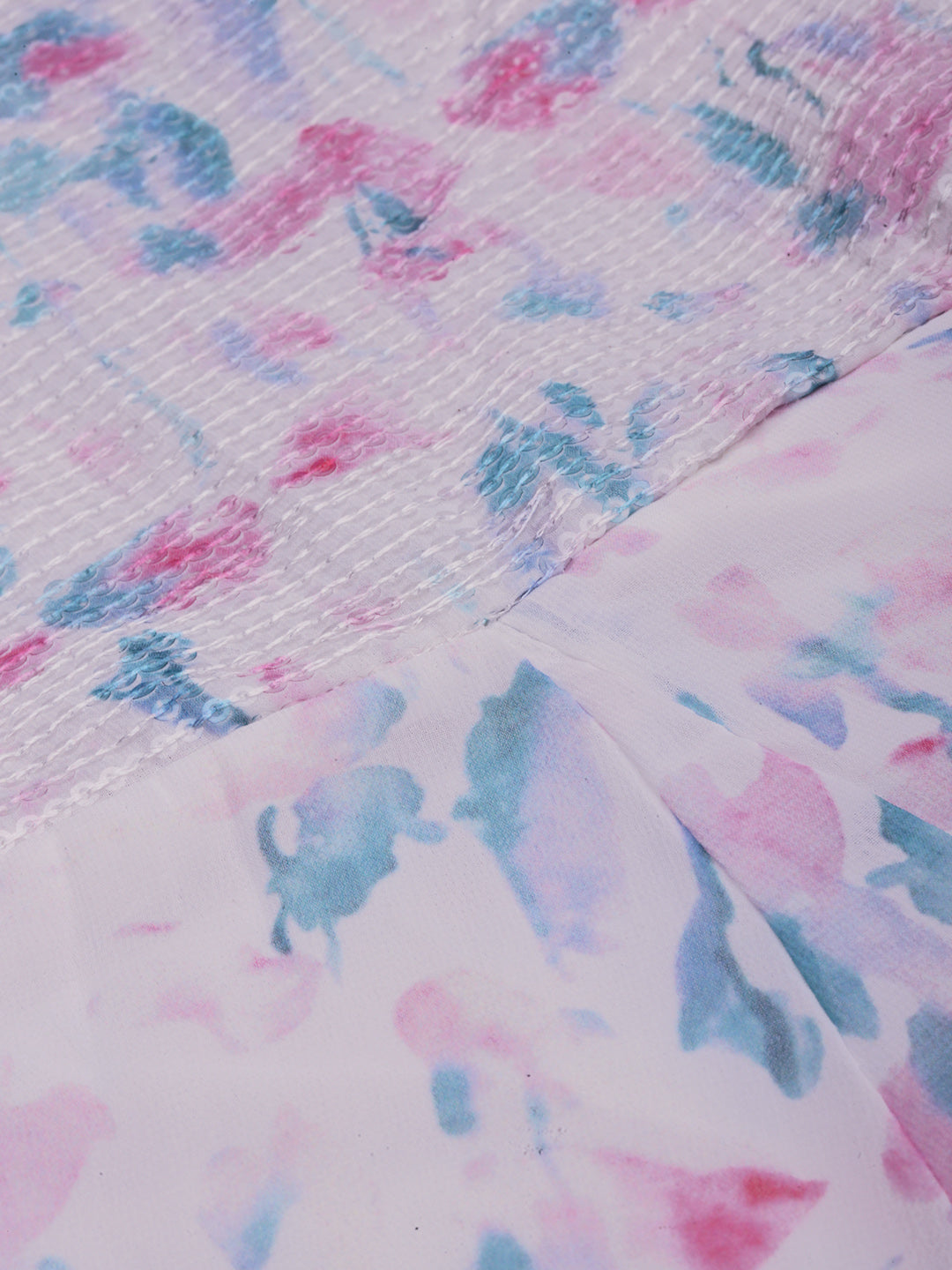 Women's White Floral Chiffon Fit & Flare Dress