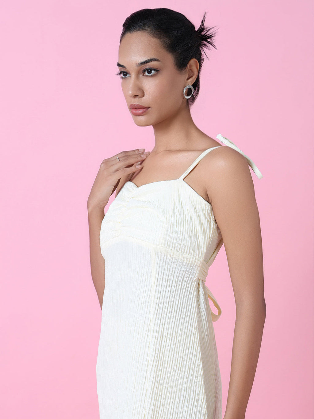 Women's Cream Solid Maxi Dress