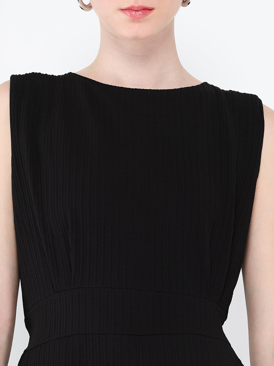 Women's Black Waist Tie-Ups Basic Jumpsuit