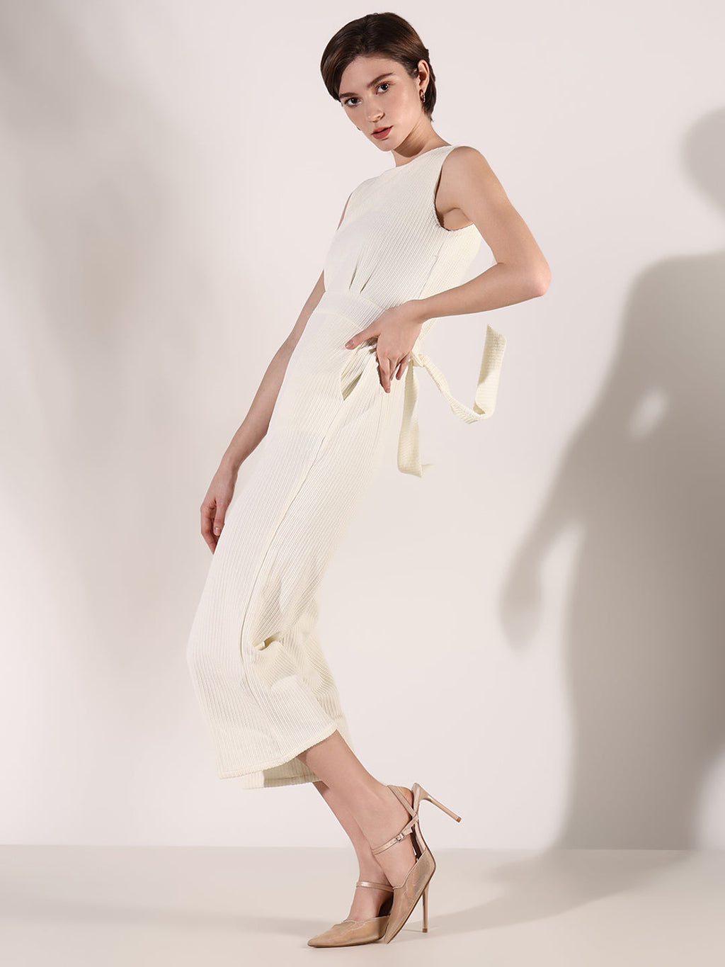 Women's Cream Basic Jumpsuit