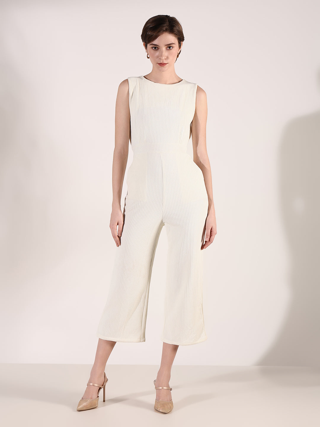 Women's Cream Basic Jumpsuit