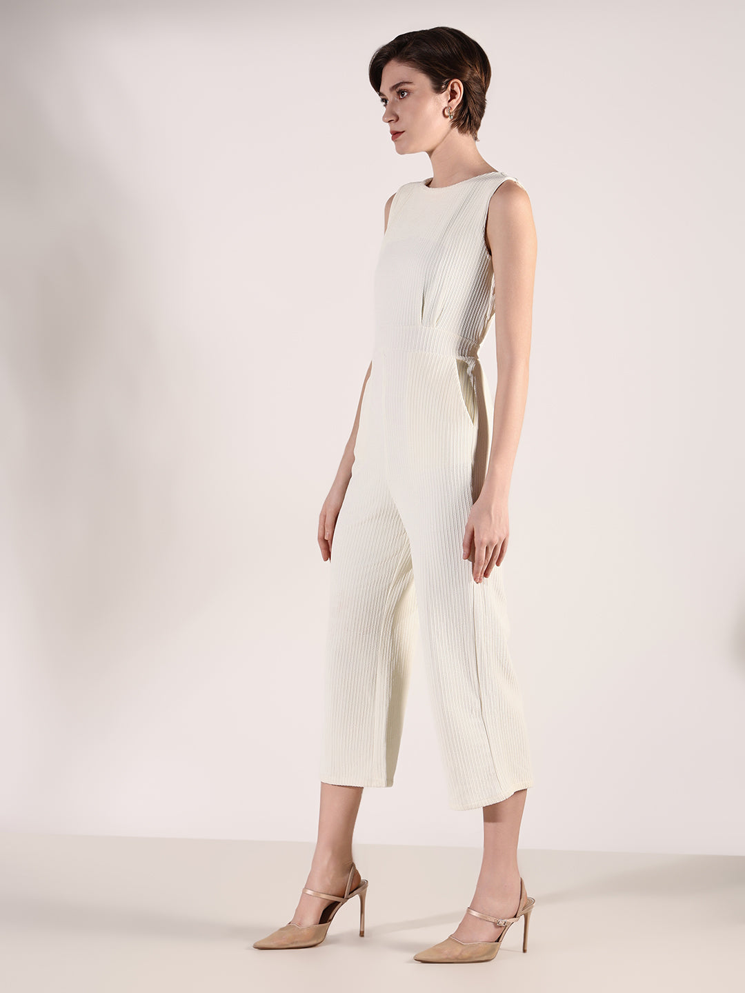 Women's Cream Basic Jumpsuit