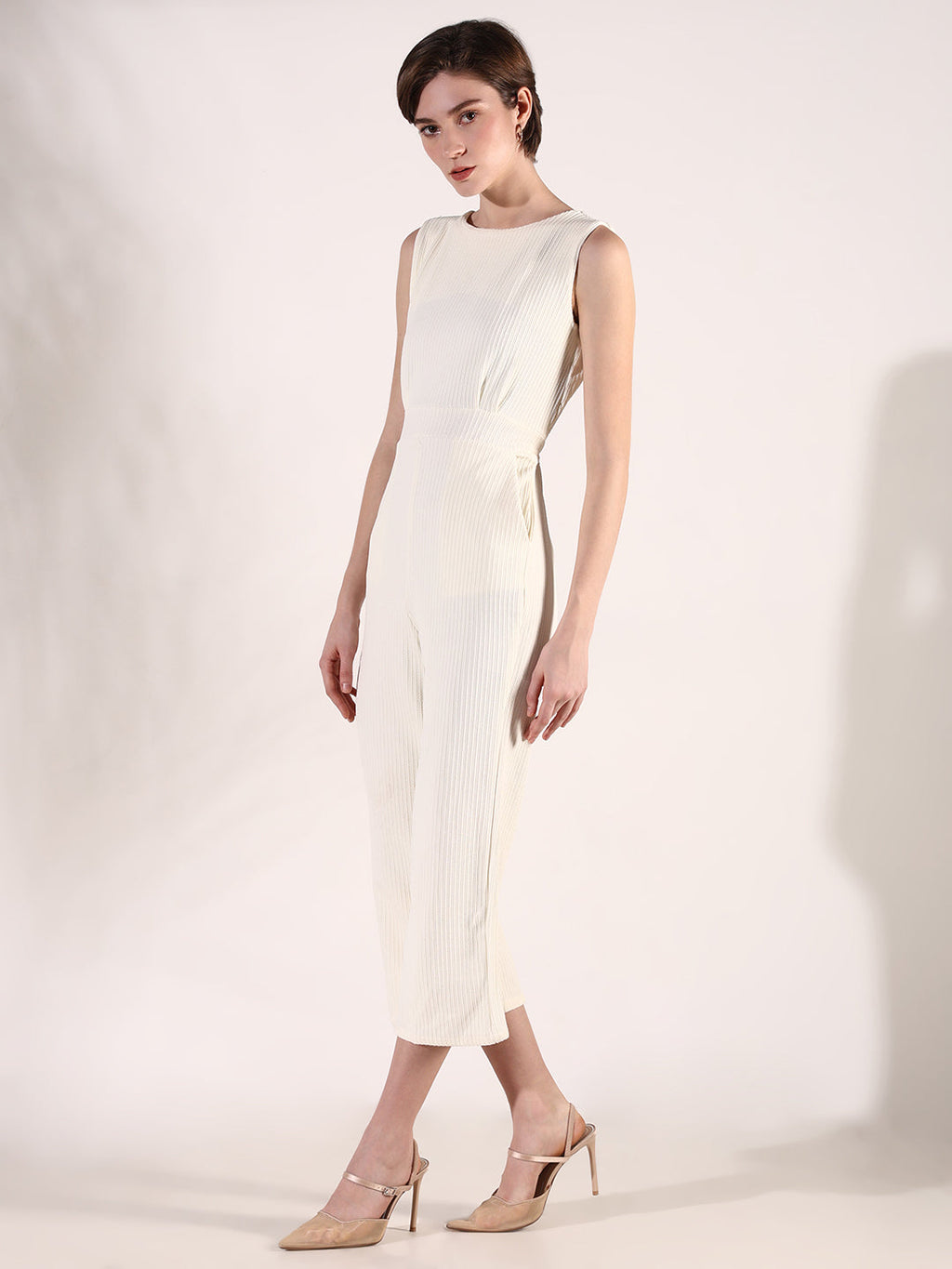 Women's Cream Basic Jumpsuit