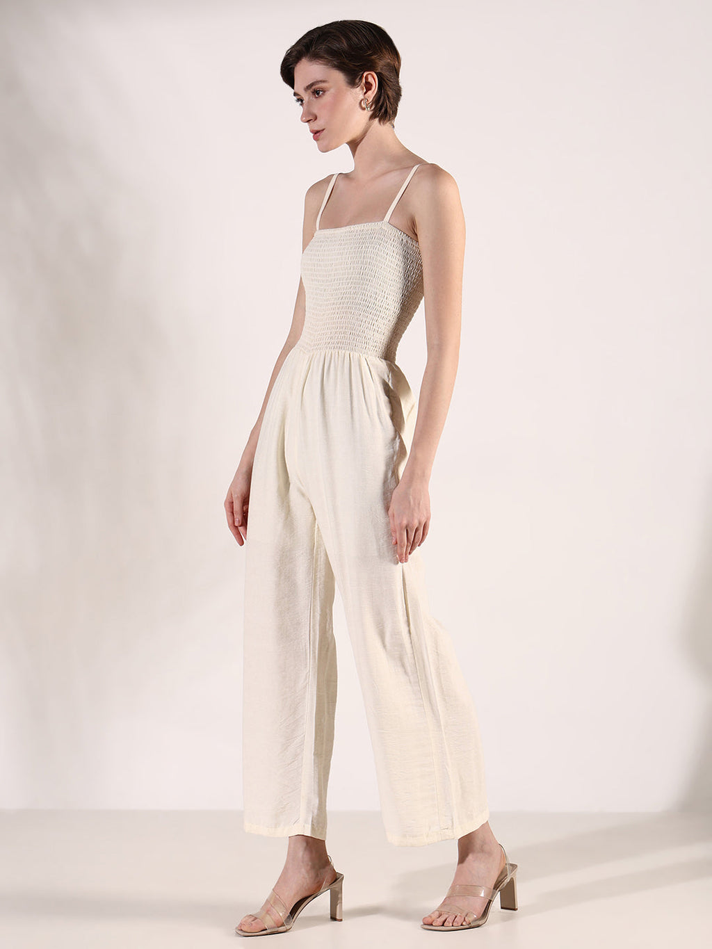 Women's Cream Basic Jumpsuit