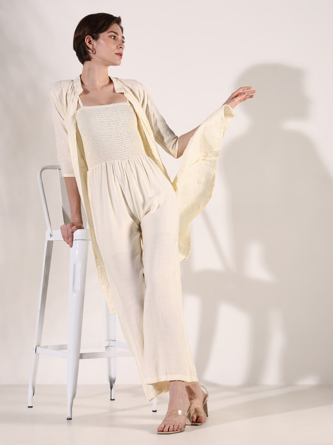 Women's Cream Basic Jumpsuit