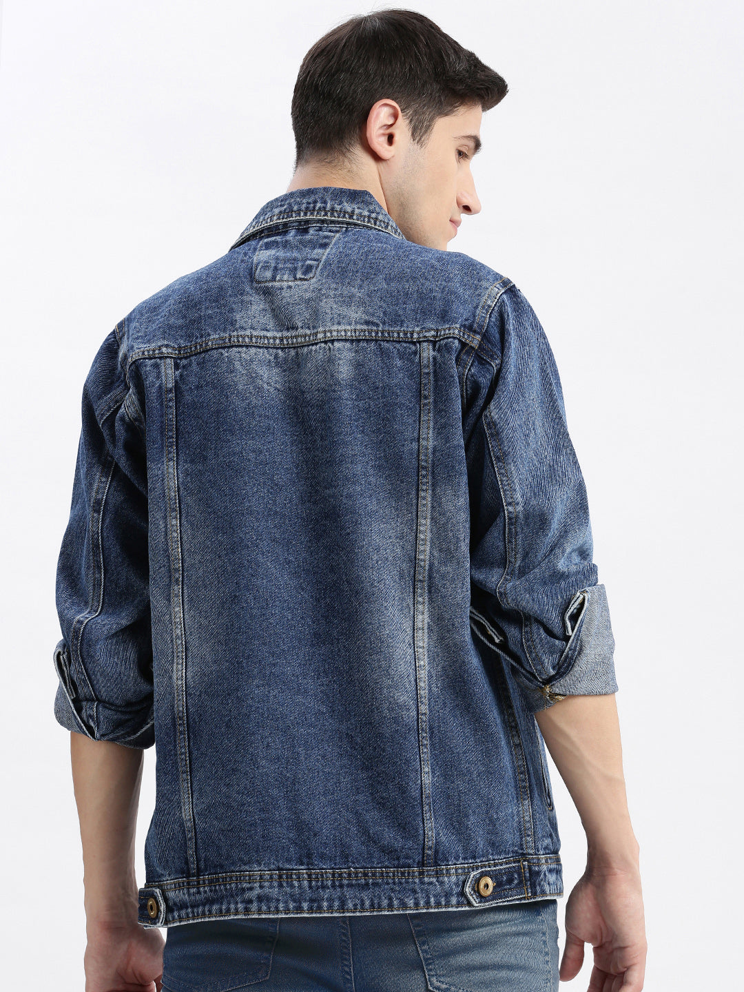 Men's Blue Washed Windcheater Crop Denim Jacket