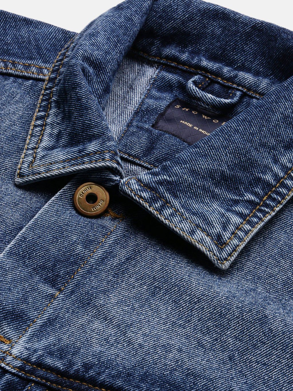 Men's Blue Washed Windcheater Crop Denim Jacket