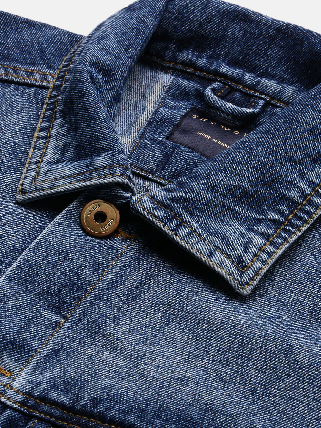 Men's Blue Washed Windcheater Crop Denim Jacket