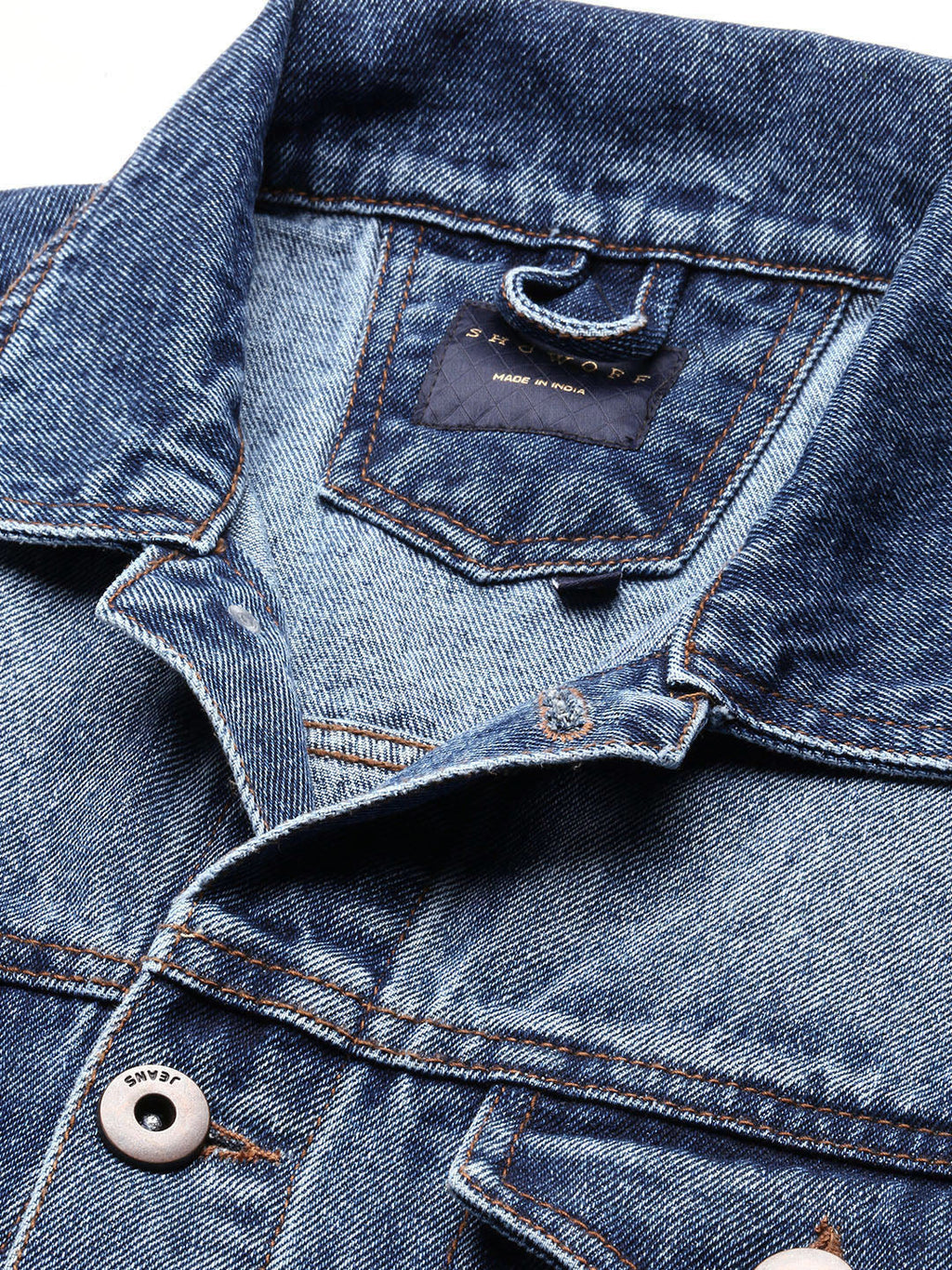 Men's Blue Solid Denim Jacket