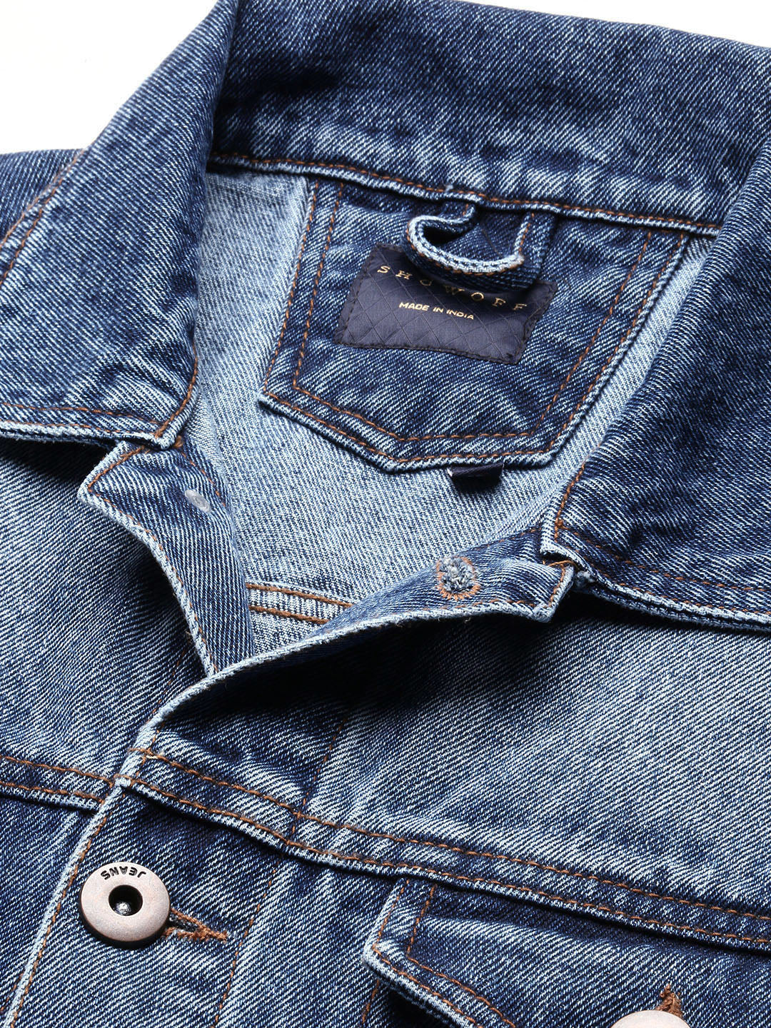 Men's Blue Solid Denim Jacket