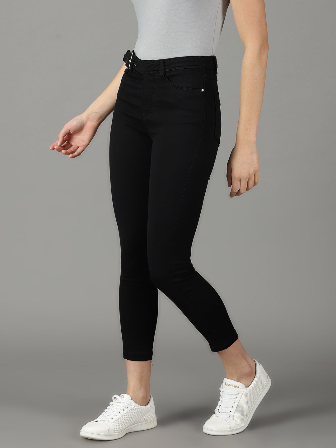Women's Black Slim Fit High-Rise Stretchable Cotton Jeans