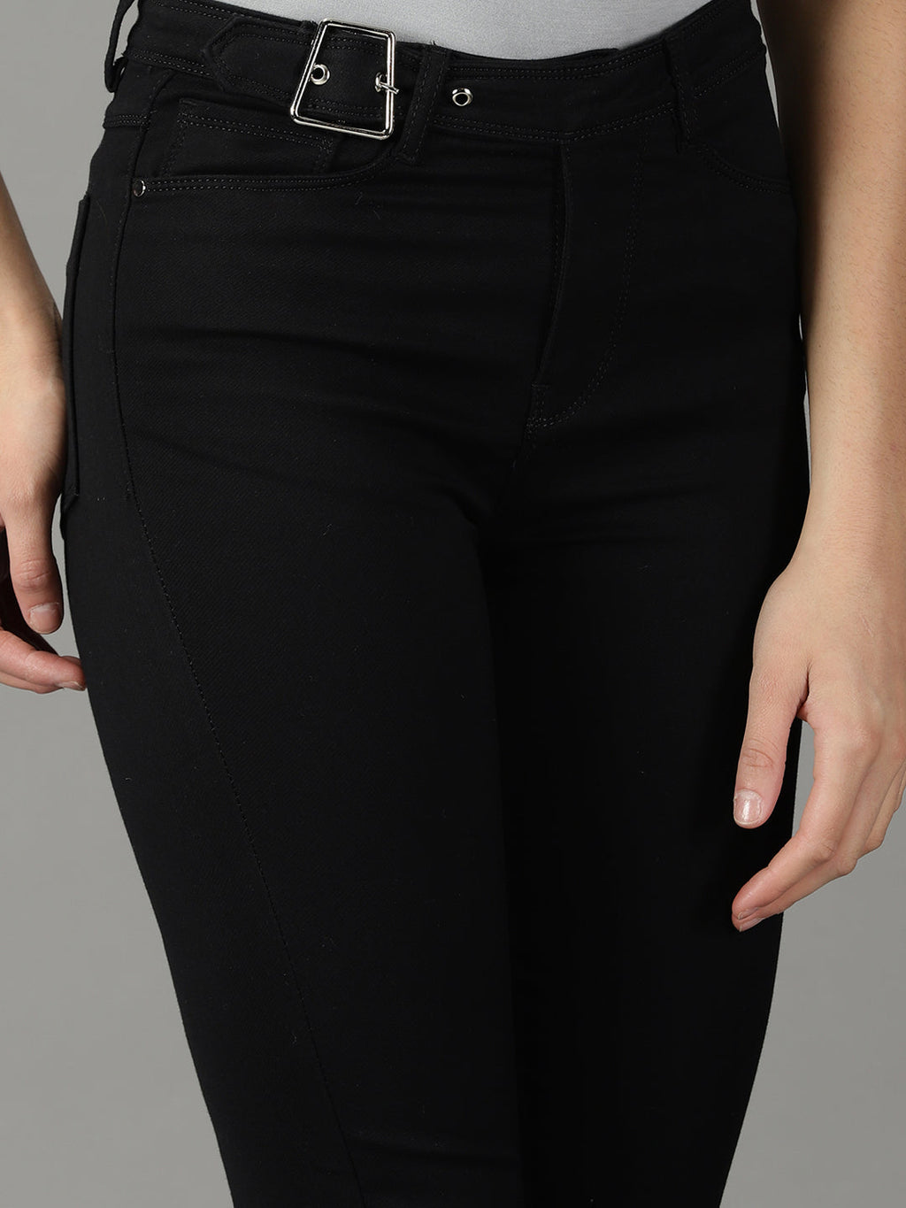 Women's Black Slim Fit High-Rise Stretchable Cotton Jeans