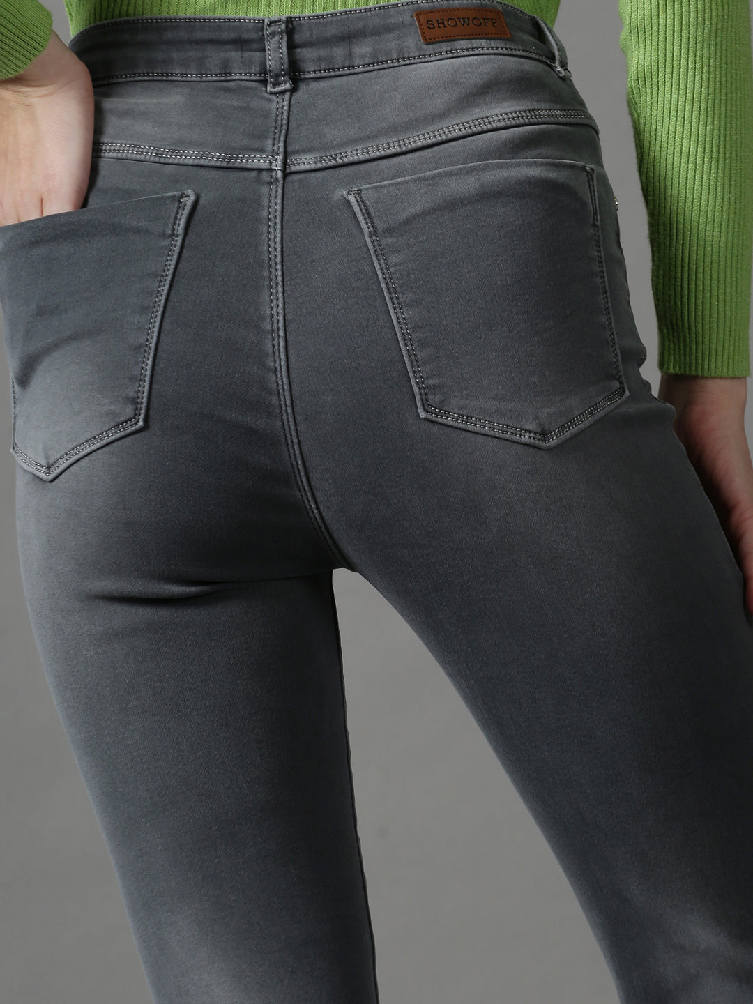 Women's Grey Slim Fit Light Fade Stretchable Denim Jeans