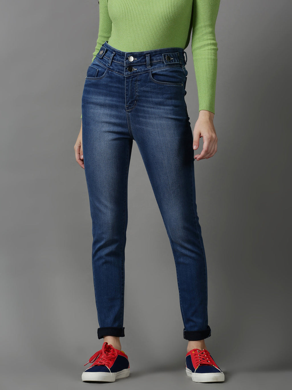 Women's Blue Slim Fit Light Fade Stretchable Denim Jeans