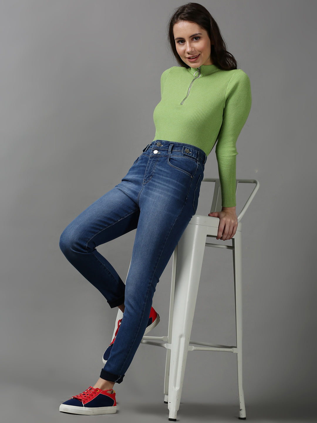 Women's Blue Slim Fit Light Fade Stretchable Denim Jeans