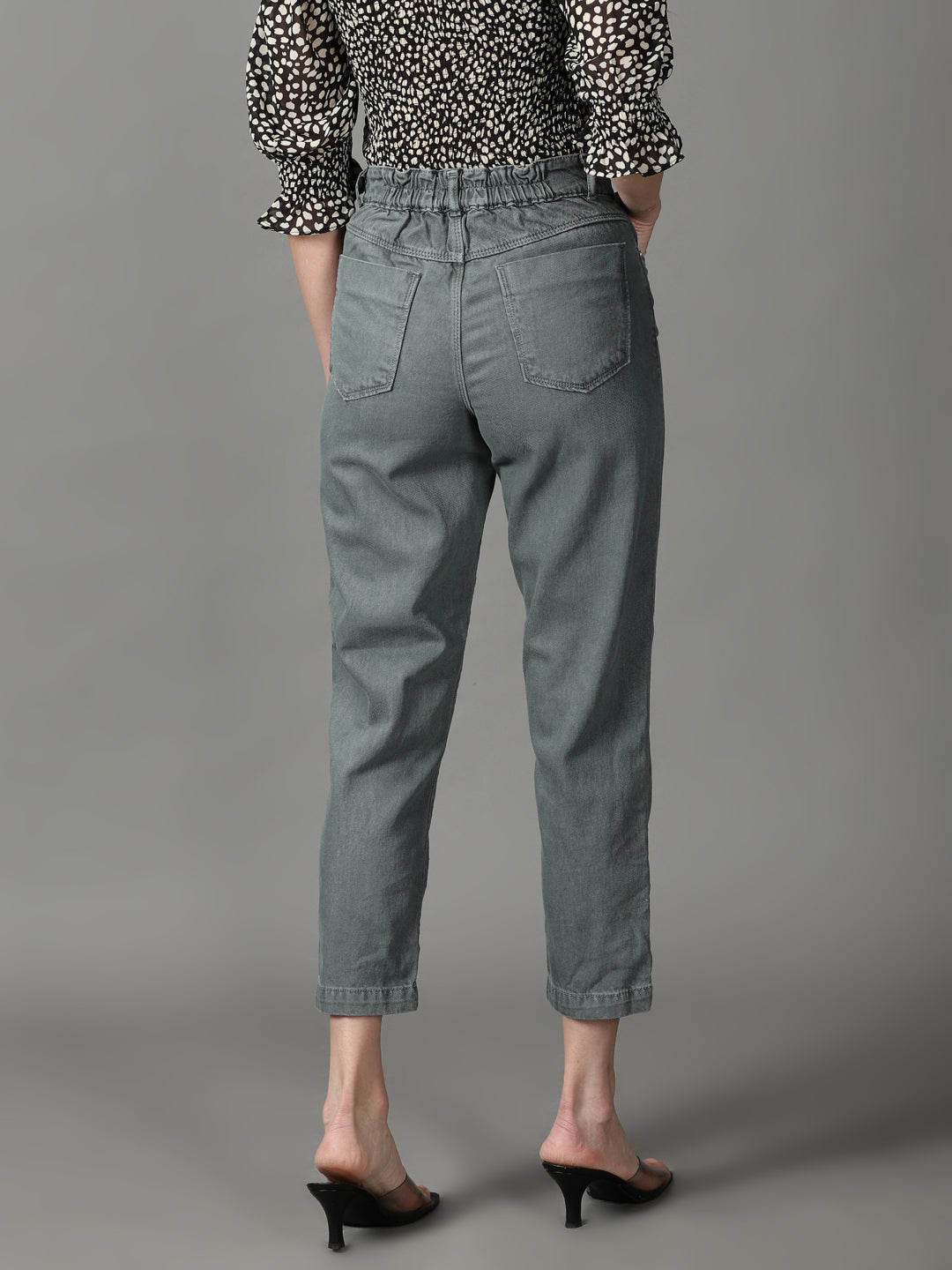 Women's Grey High-Rise Jeans