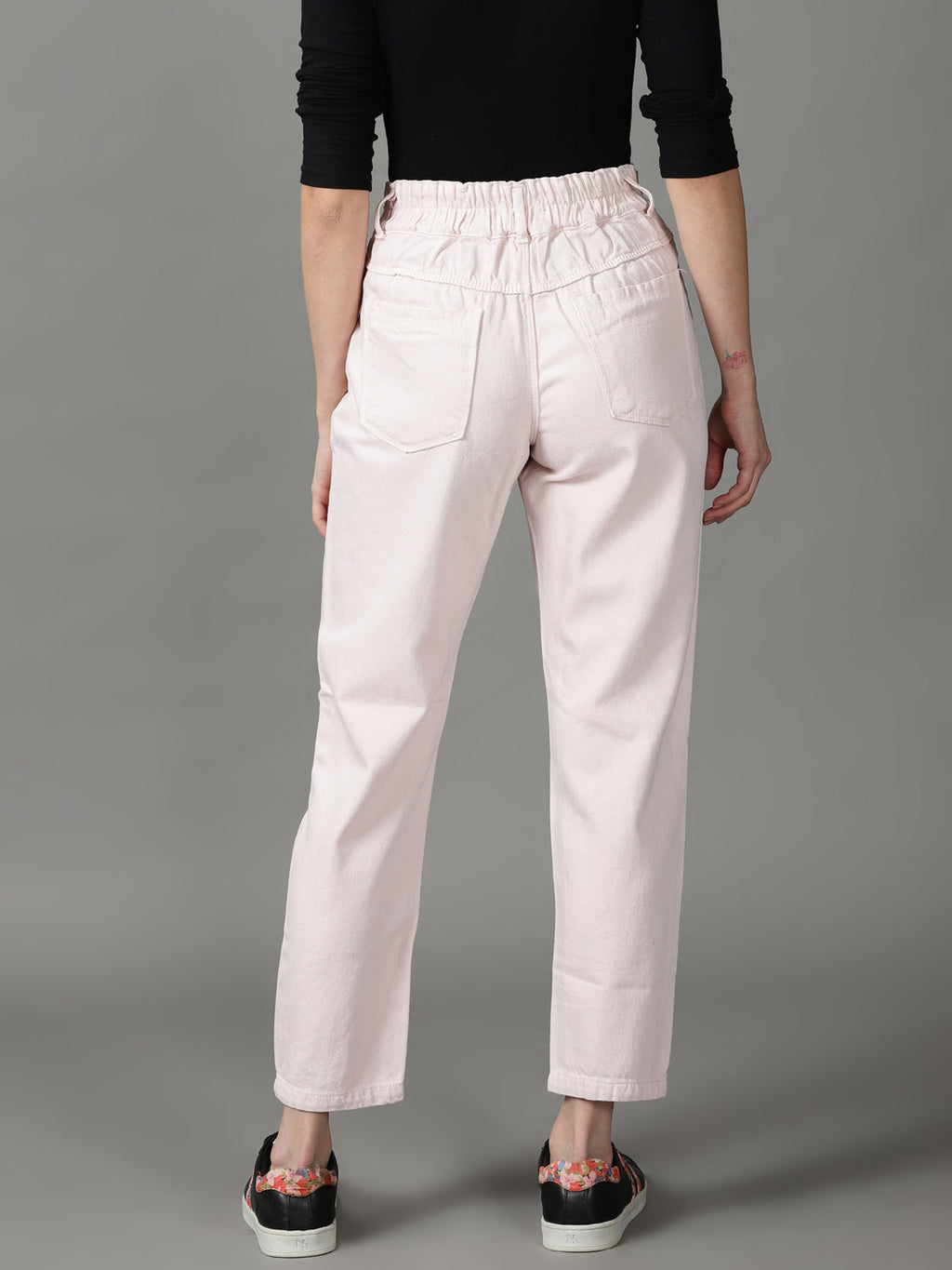 Women's Peach Relaxed Fit High-Rise Cotton Jeans
