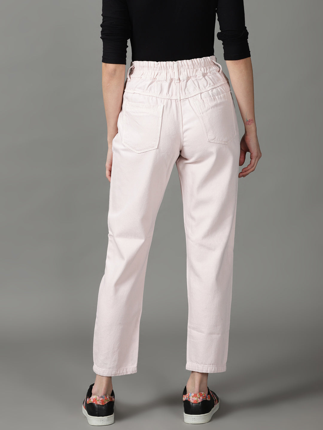Women's Peach Relaxed Fit High-Rise Cotton Jeans