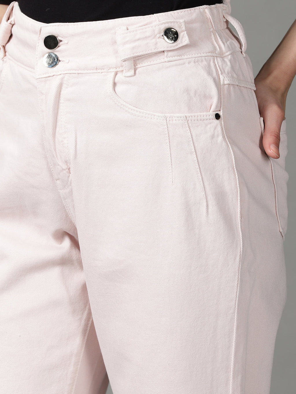 Women's Peach Relaxed Fit High-Rise Cotton Jeans