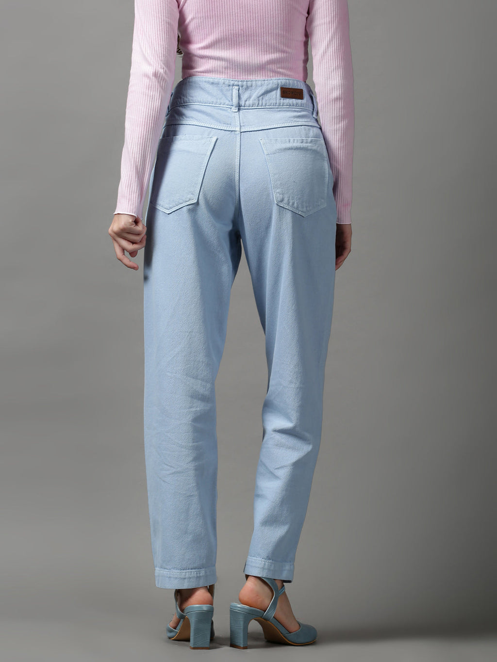 Women's Blue Regular Fit Solid Denim Jeans