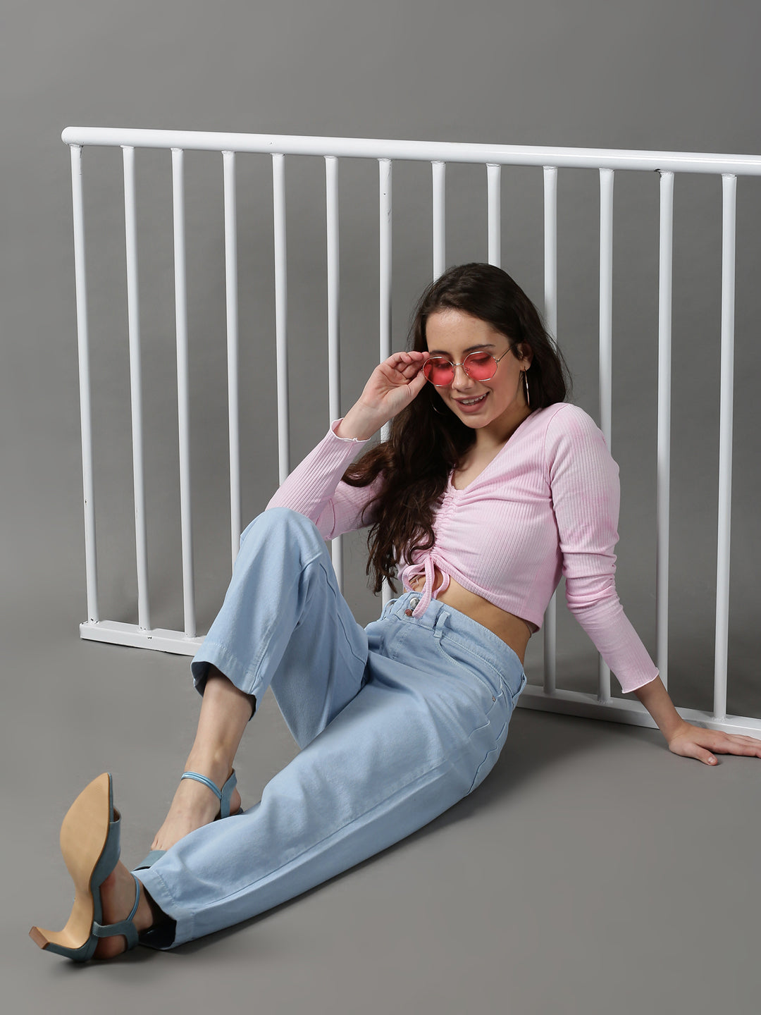 Women's Blue Regular Fit Solid Denim Jeans