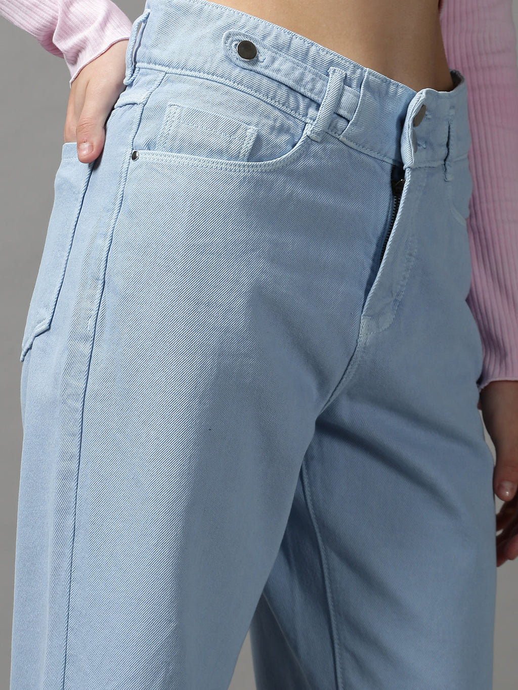 Women's Blue Regular Fit Solid Denim Jeans