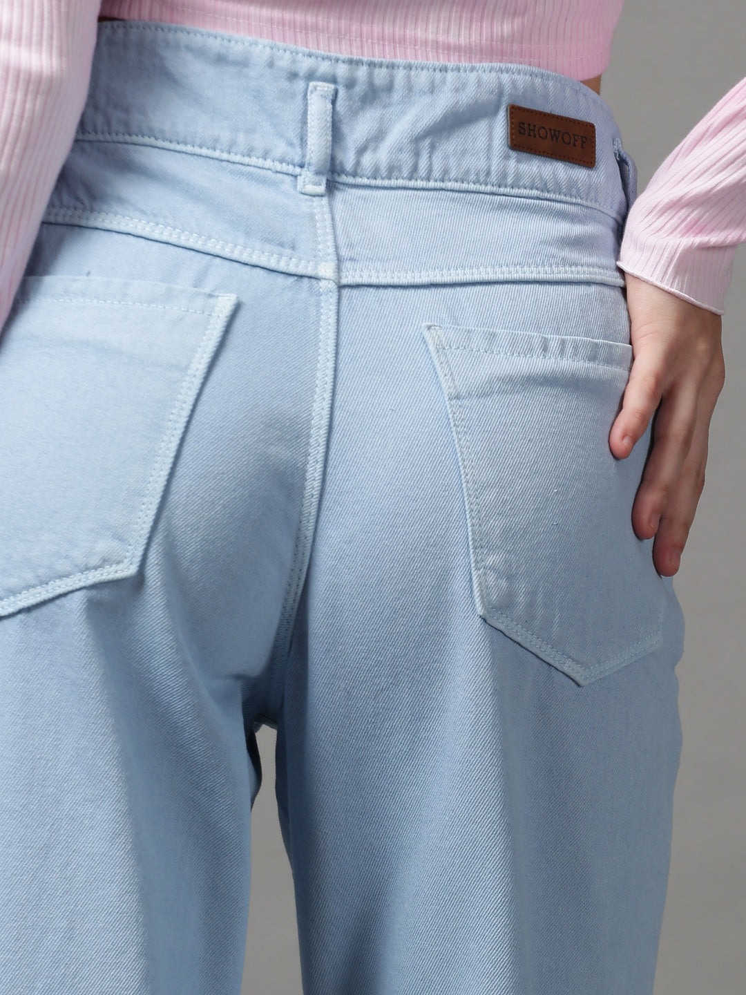 Women's Blue Regular Fit Solid Denim Jeans