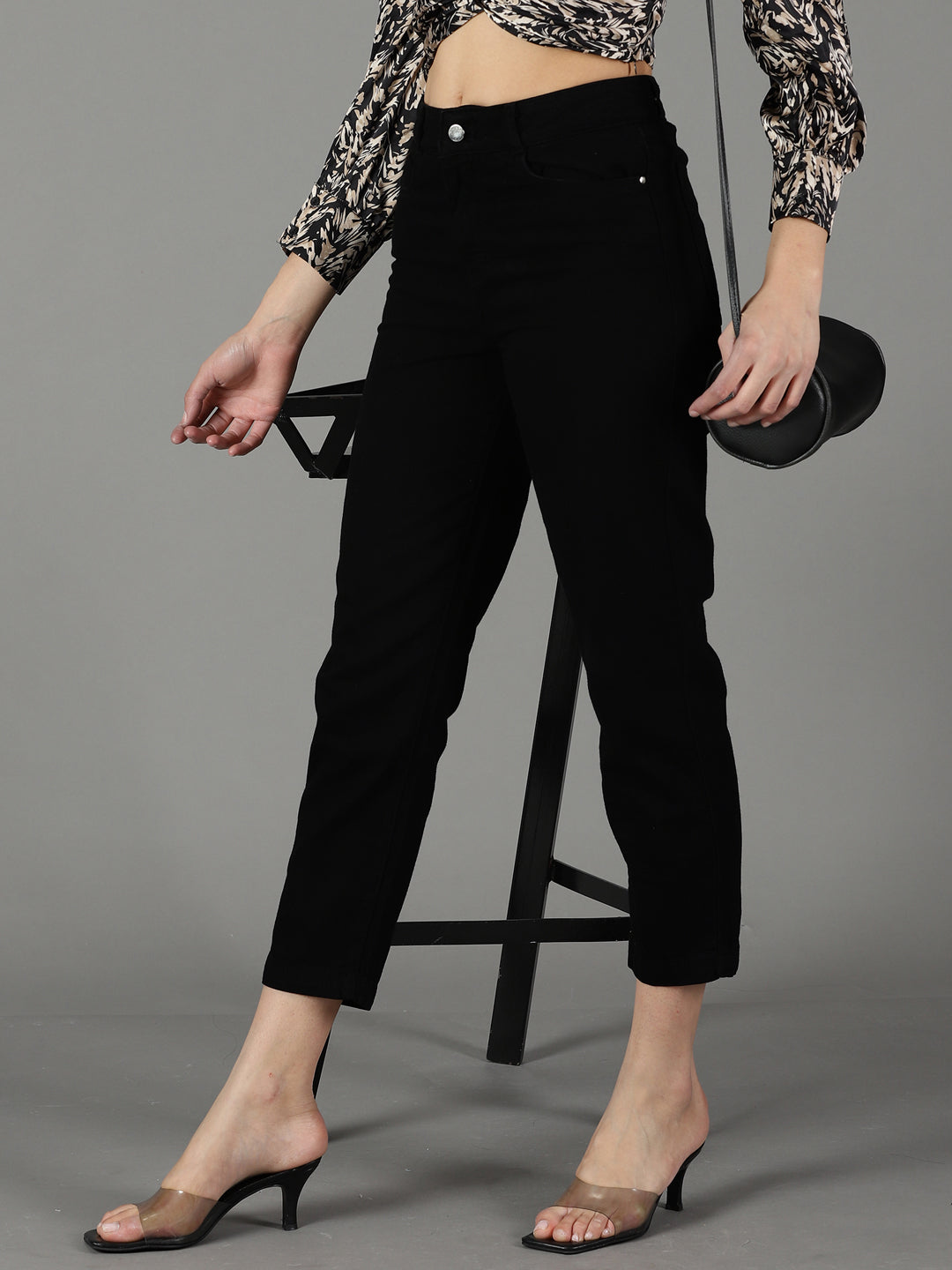 Women's Black High-Rise Mom Fit Jeans