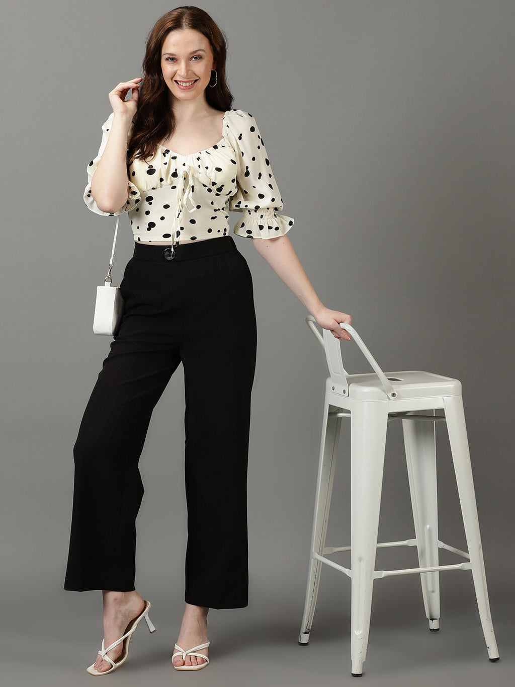 Women's Black Striped High-Rise Relaxed Fit Parallel Trousers