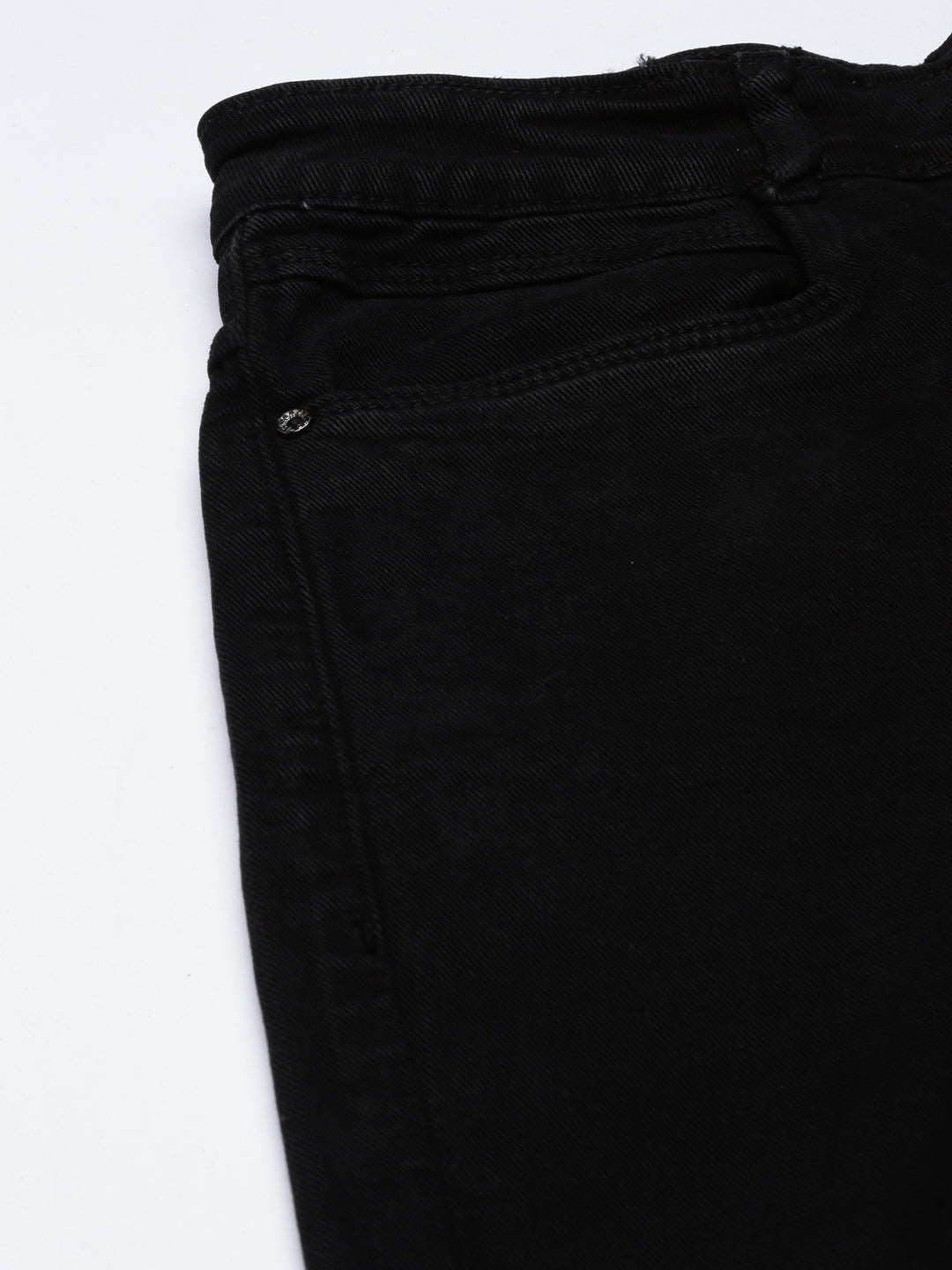 Women's Black Straight Fit Acid Wash Stretchable Denim Jeans