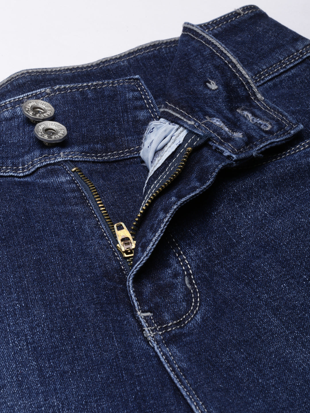 Women's Navy Blue Solid Flared Denim Jeans