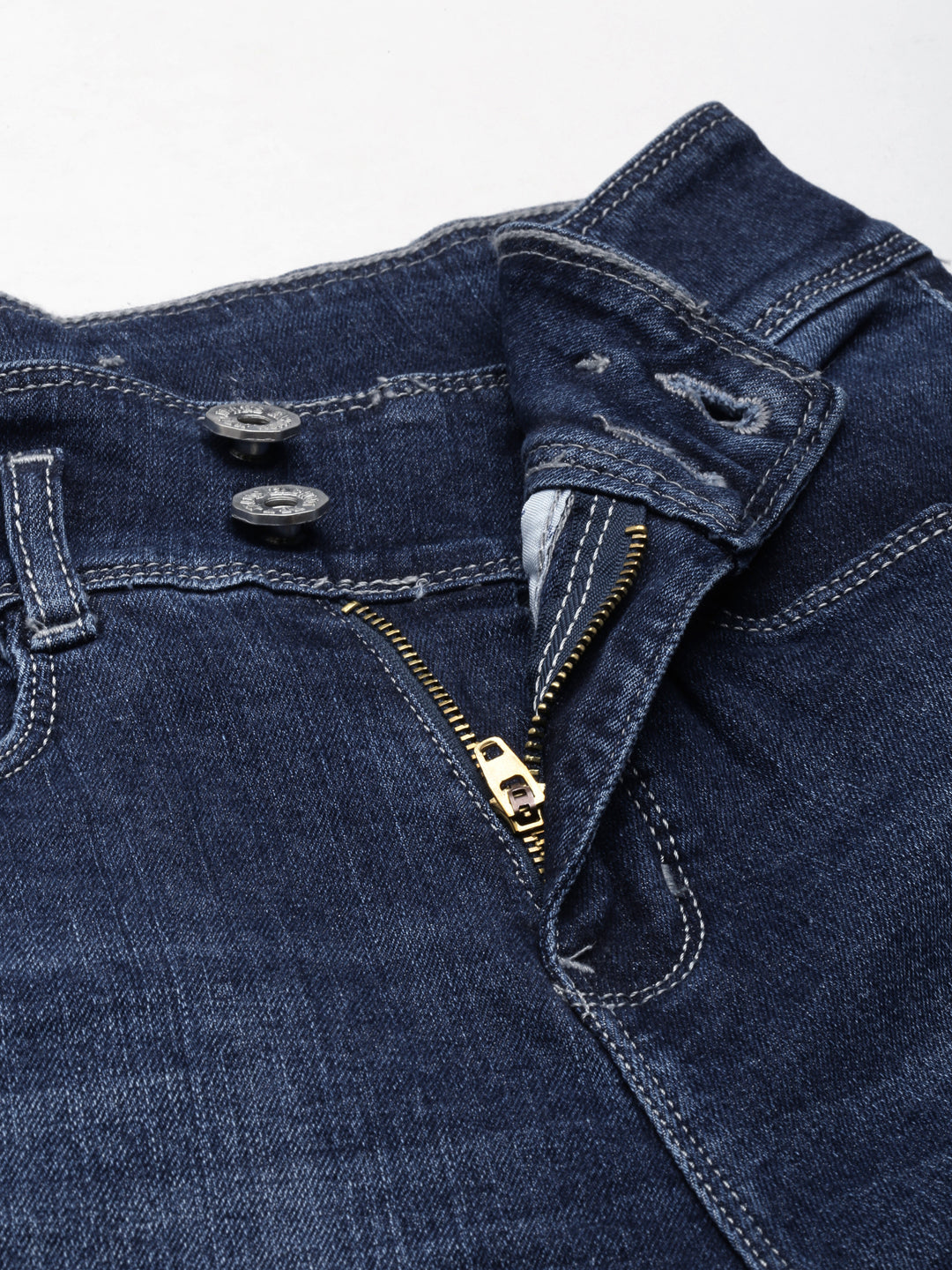 Women's Navy Blue Flared Mid-Rise Light Fade Cropped Denim Jeans