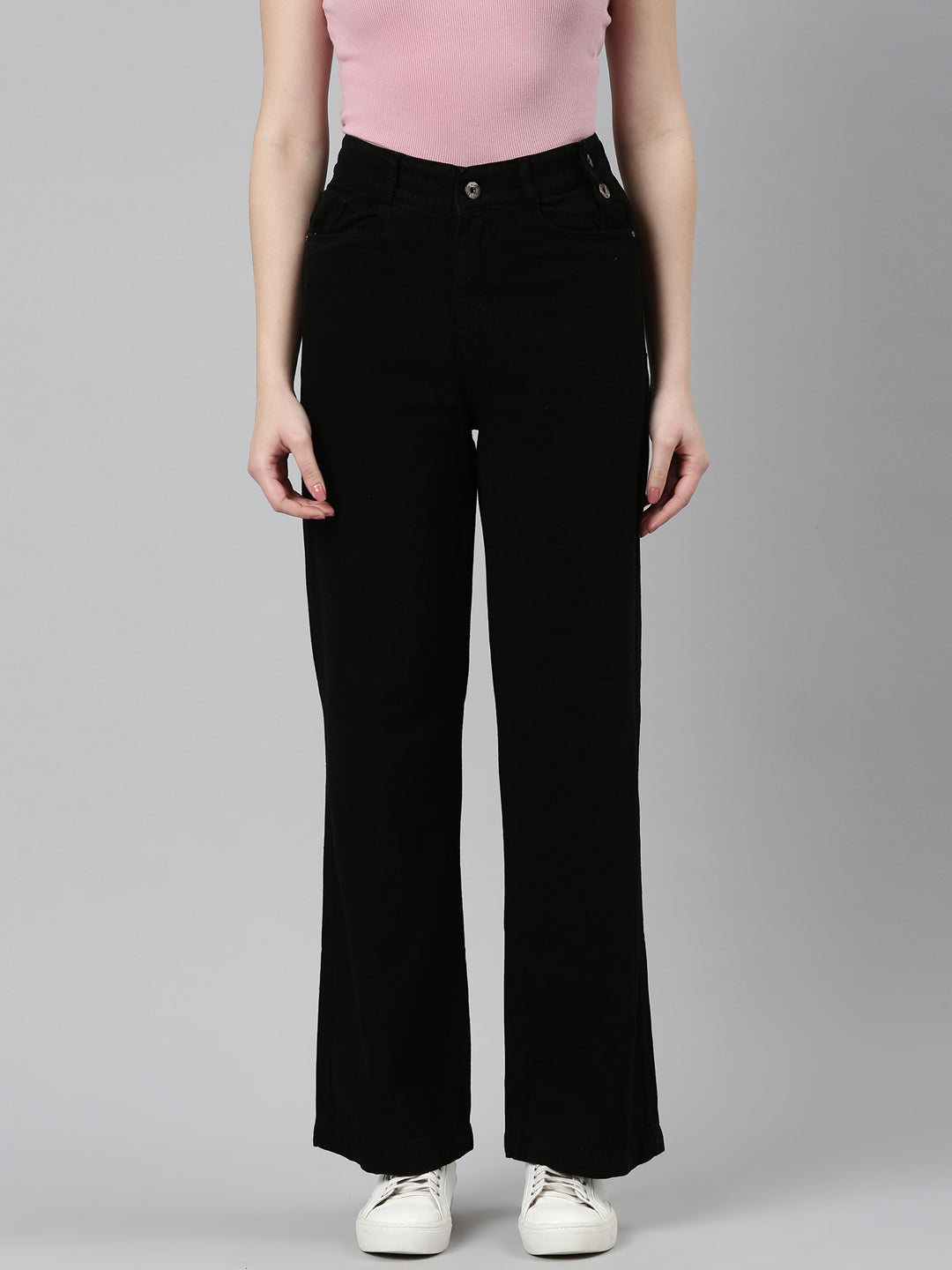 Women's Black Jean Wide Leg High-Rise Denim Jeans