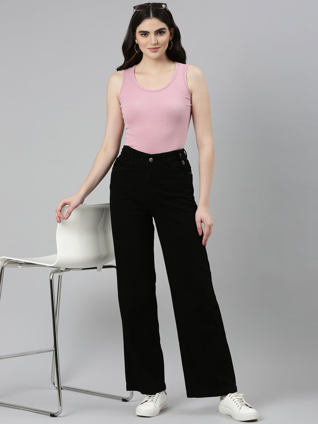 Women's Black Jean Wide Leg High-Rise Denim Jeans